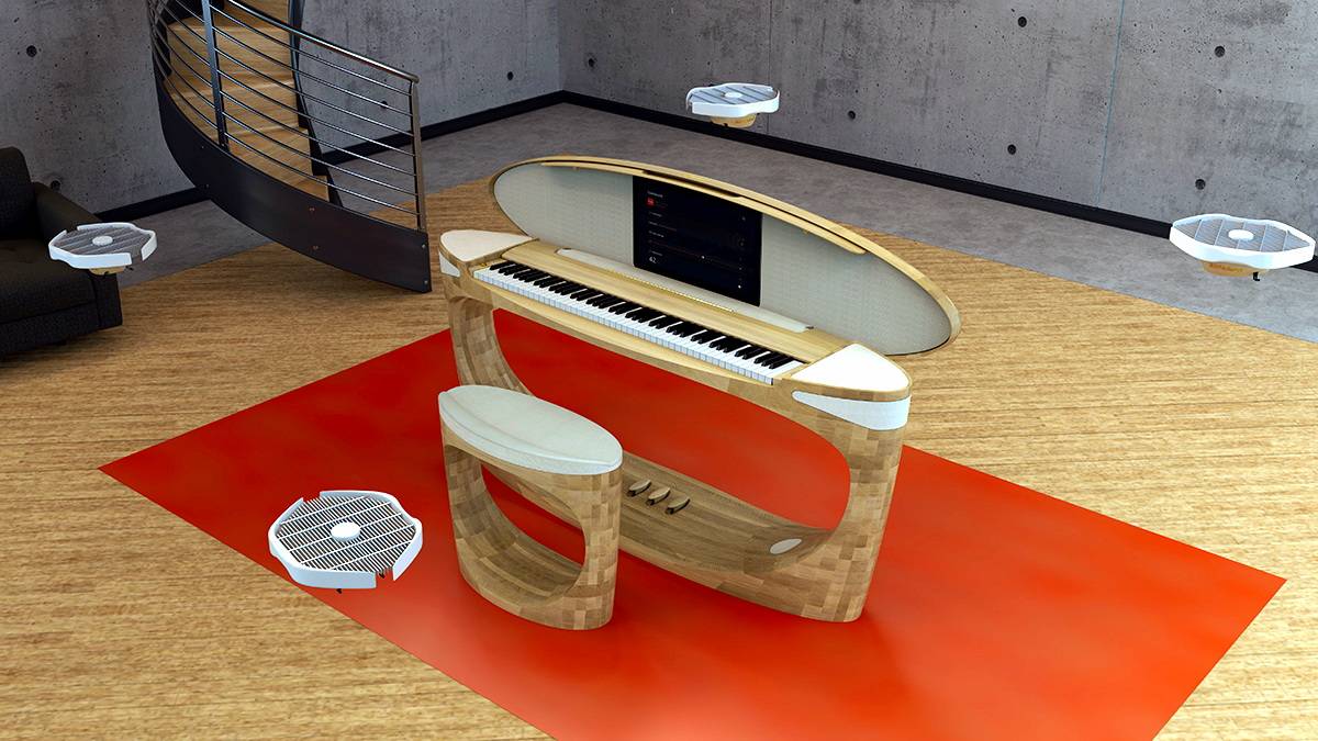 Roland показала концепт умного фортепиано Concept Piano с дронами-динамиками